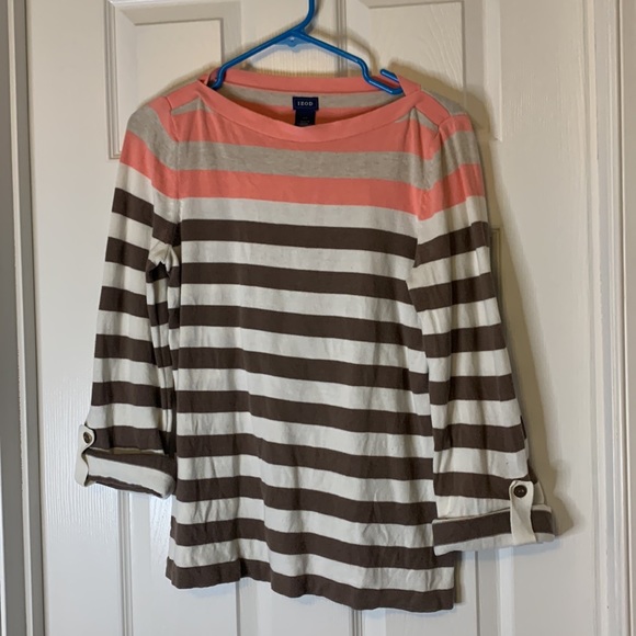 Pink/Brown Striped Izod Sweater - Picture 1 of 7